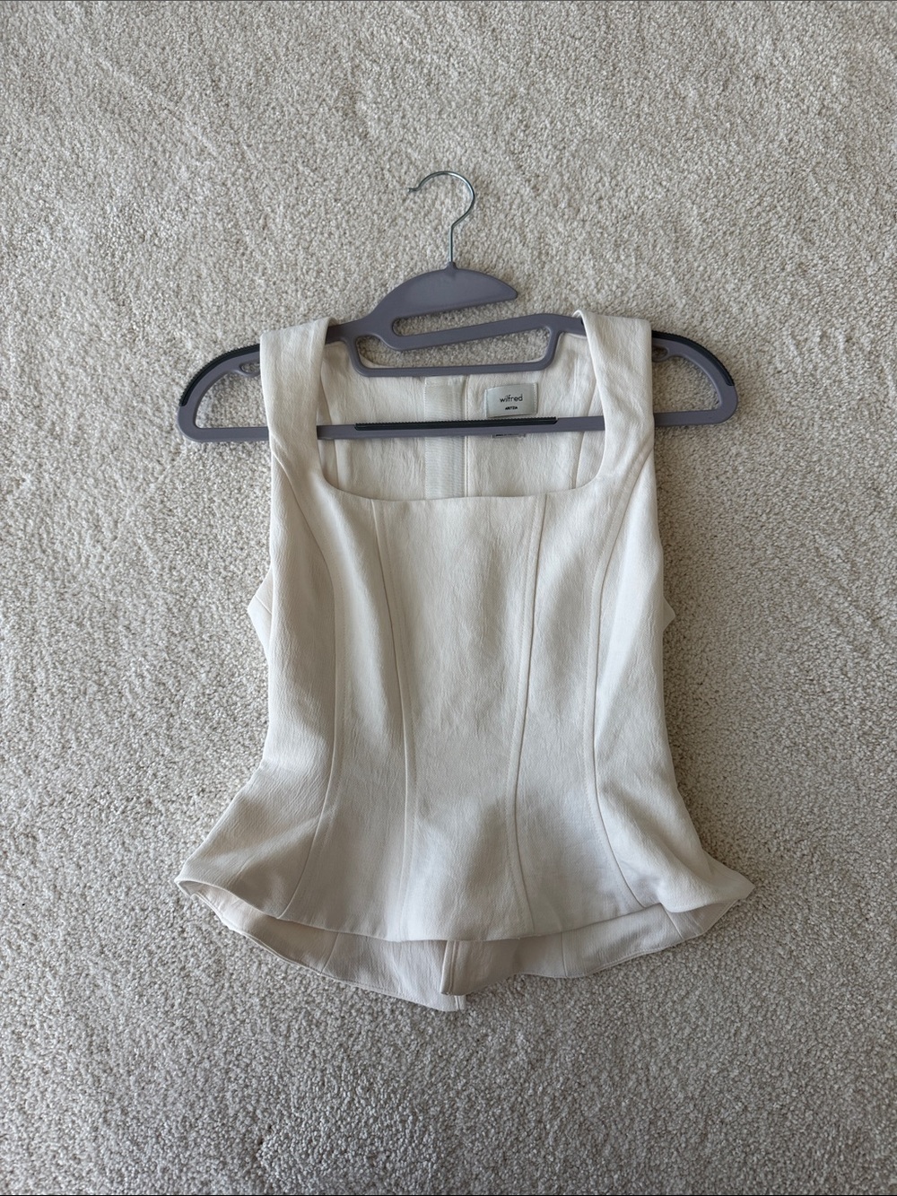 NWOT Aritzia Cream Square-Neck Peplum Camisole